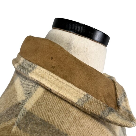 Woolrich Mens Medium Plaid Wool Blend Jacket Talon Zipper Sherpa Lining 70's - Picture 12 of 14